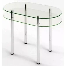 Glass dining table D-08-1 with tempered glass and chrome legs